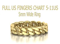 Cuban Link Chain Ring 5mm Wide ALL US-Chart FINGER SIZES 3D print model