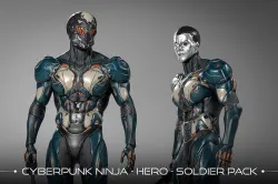 Cyberpunk Ninja Pack - Unreal Engine Ready - Unity Ready Low-poly 3D model