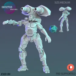 Cyborg Thug Shooting / Future Robot / Skeleton Soldier / Exoskelet Officer / Space War Construct / Steampunk Battle Robot / Invasion Army / Cyberpunk Droid / Sci-Fi Encounter