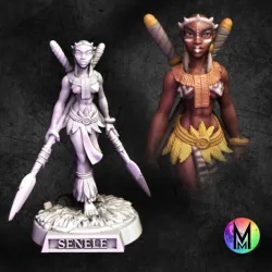 Elite Spear Fighter Guard - Senele the Tribal Female Fighter  ( Human Female PoC Spear Maiden Fighter )