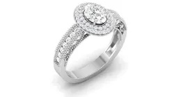 Engagement Wedding Ring Oval Stone Bridal Ring 3D print model