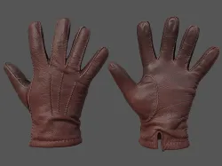 Gloves orange leather glove 3D model