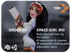 Groovy Space Girl - Rigged character for Blender and Unity Low-poly 3D model