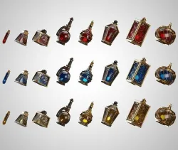 Health Potion Bottle Set Low-poly 3D model