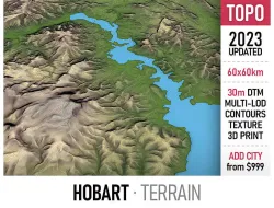 Hobart -3D Terrain Model Low-poly 3D model
