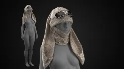 Knitted Bunny Hat Fitted to Gen8 Body Mesh 3D model