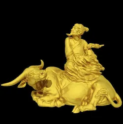 Laozi riding a Cow 3D print model
