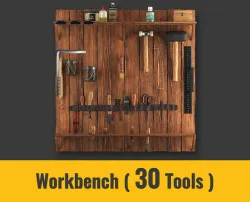 low poly workbench tools Low-poly 3D model