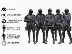 Man - Military Outfit 5 - Modular - Rigged - Animated Low-poly 3D model