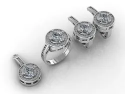Mini Set Ring Pendant Earrings STL 3DM Womens Jewelry 3D print model