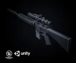 Mk12 PBR sniper rifle scope Low-poly 3D model