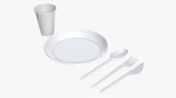 Plastic vessel set plate knife spoon cup 3D model