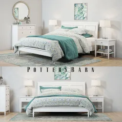 Pottery Barn Crosby White Bedroom set 3D model