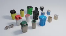 Trash Cans 4K and 2K  Low-poly 3D model