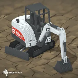 Voxel Bobcat Excavator Low-poly 3D model