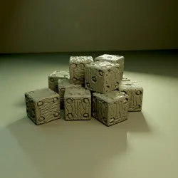 Wooden Plank Dice with Crystals.