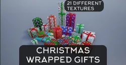 Wrapped Christmas Gifts Low-poly 3D model
