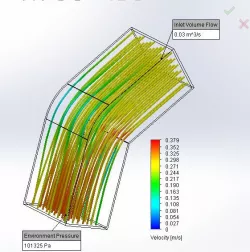 Flow Simulation of Duct Elbows, and Reducers using Solidworks.