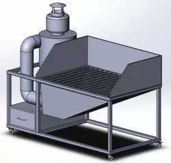 Movable grinding workplace with cyclon (dust separator)