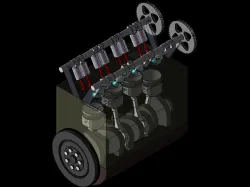 4 Cylinder strokes vehicle engine and animation.