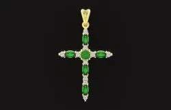 elegant female cross with stones marquise lightweight 522  3D print model