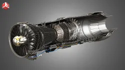 F100 - PW - 220 Turbofan Engine - Cutaway 3D model