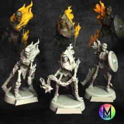 Flaming Skeletons - Burning Skeleton Set ( Flameskull / Burning / Blazing / Flaming Skeletons )