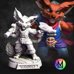 Fox-Kin Rogue Fighter - Karnaj the Kitsune / Fennik / Foxfolk Pirate( Vulpera / Kitsune / Foxfolk with sword and pistol )