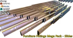 Furniture Fittings Mega Pack - Slides 3D model