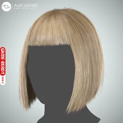 Hair - Bob Cut with Bangs - Gen2 Low-poly 3D model