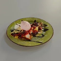 Ice cream CREPE strawberries with chocolate 3D model