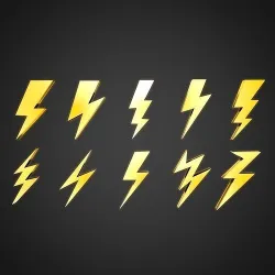 Lightning Bolt Icon Thunderbolt Emoji 3D Collection Low-poly 3D model