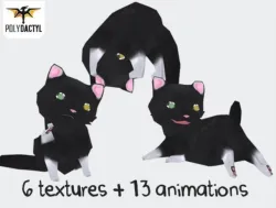Lowpoly Toon Cats Low-poly 3D model