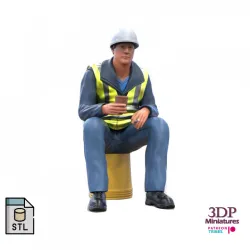 N7 Sitting Construction worker 3D print model