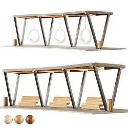 Pergola with swings benches  3D model