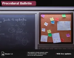 Procedural Bulletin plus Procedural Sticky Note and Nail 3D model