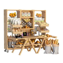 Rack with bread and dessert 3D model
