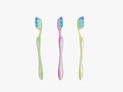 Realistic Toothbrush three colorful toothbrushes Low-poly 3D model