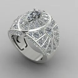 rings art deco style diamond ring 3D print model