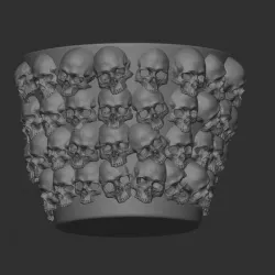 Skull covered pot