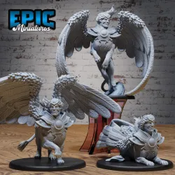 Sphinx Prime Set / Egyptian Creature / Winged Desert Lion / Armored Sand Humanoid Hybrid / Statue Beast / Royal Guard