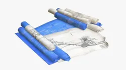 Technical Blueprints Low-poly 3D model