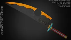 Tengen Uzui Dual Nichirin Cleavers for Cosplay 3D print model