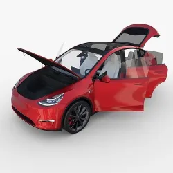 Tesla Model Y Red with interior 3D model