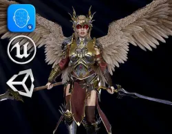 Valkyrie female warrior Low-poly 3D model
