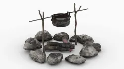 8K Campfire  Low-poly 3D model