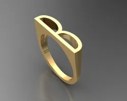 alphabet ring letter B 3D print model