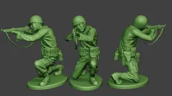 American soldier ww2 Shoot Crouch2 A12 3D print model