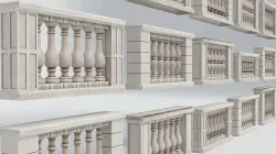 Balustrade - 15 Balcony Stone Models - Greek - Roman Low-poly 3D model