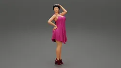 Beautiful woman wearing dress hair dreadlocks 3D print model